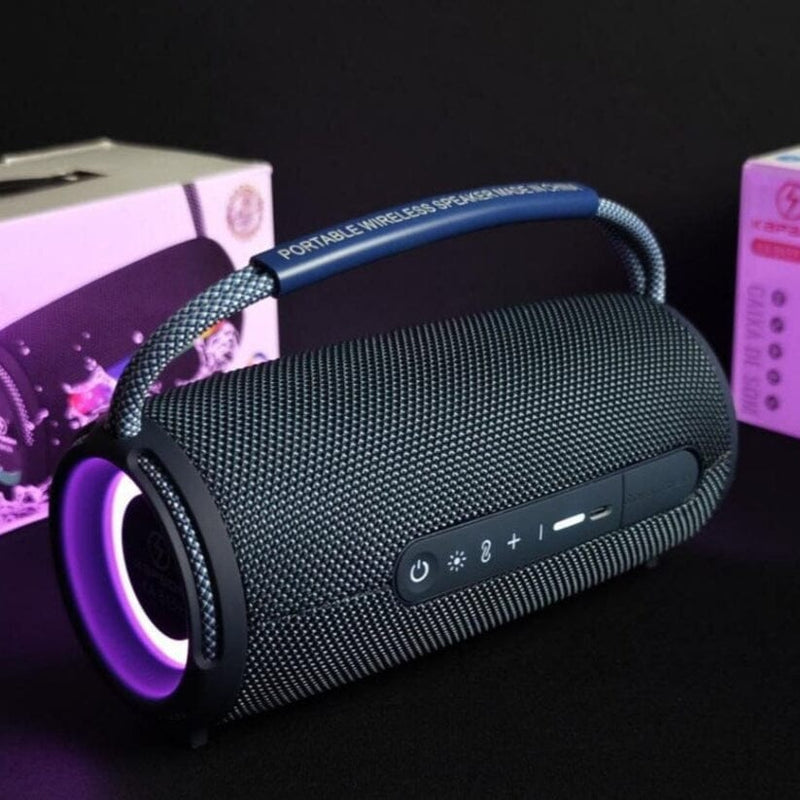 Caixa De Som Bluetooth RGB KA-8439 Com Alça A Prova Dagua