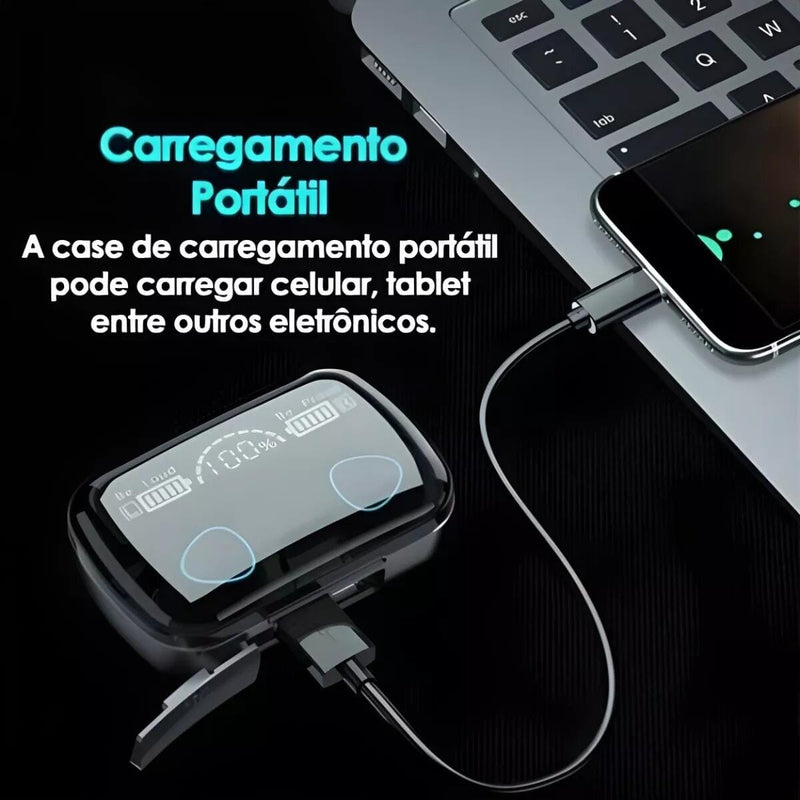 Fone de Ouvido Bluetooth TWS Com POWER BANK