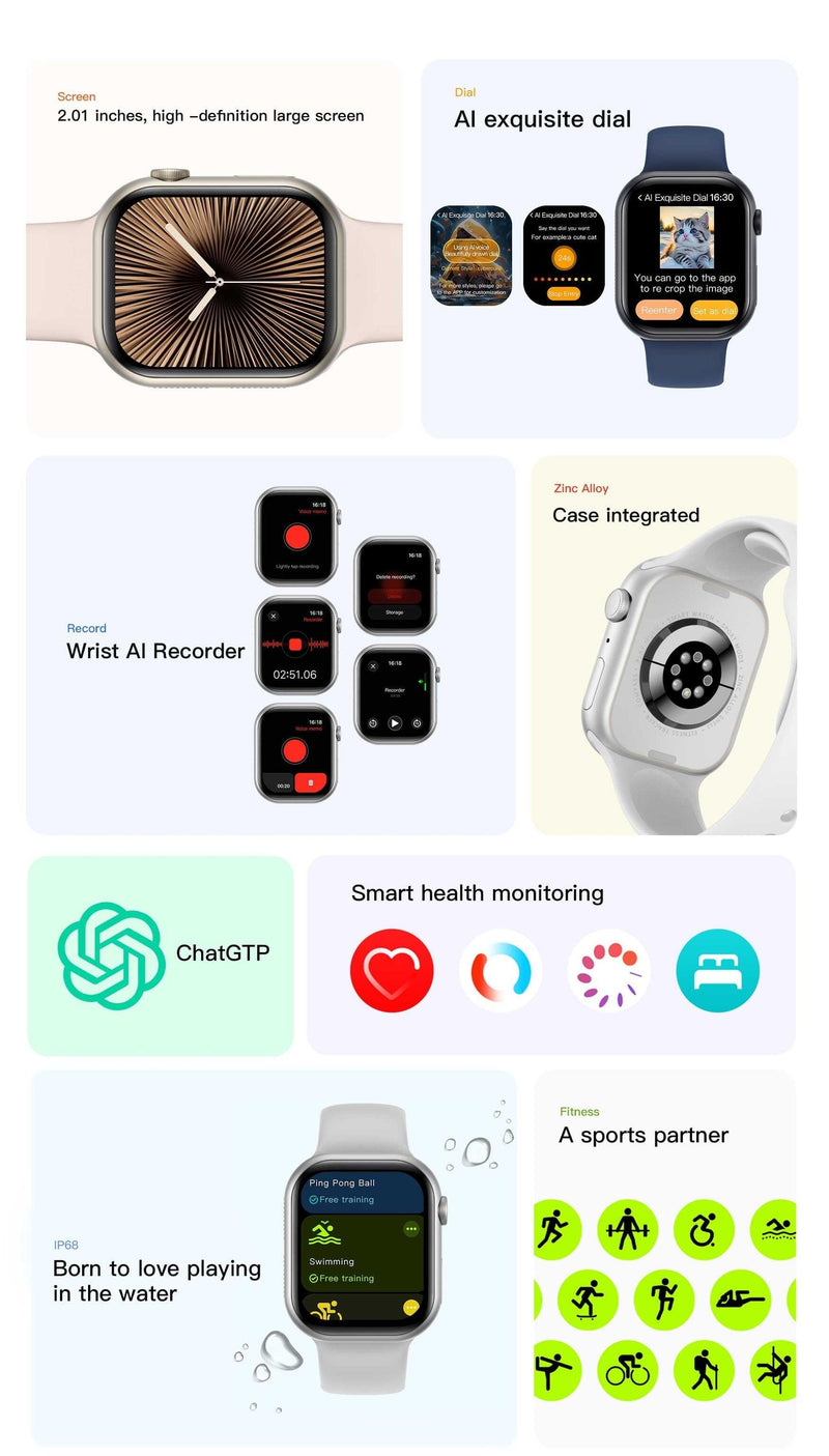 Smartwatch PEJE ZW Série 10 47mm Chat GPT A Prova Dagua