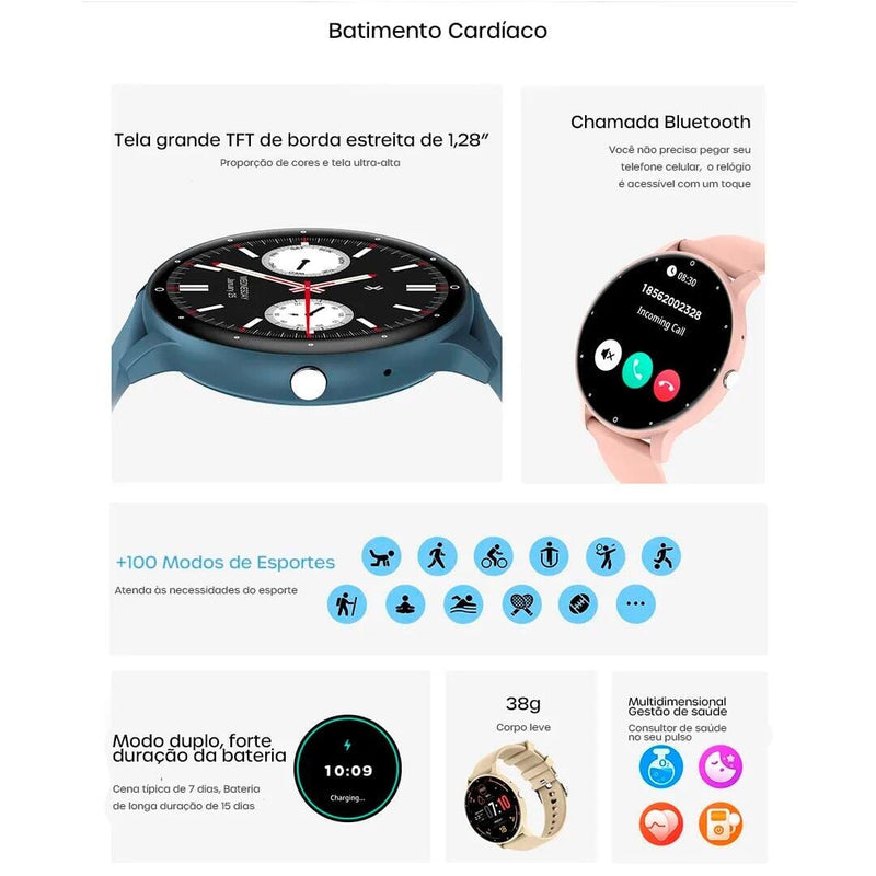 Smartwatch Peje ZW02 Pro A Prova D'água Amoled Pulseira Extra